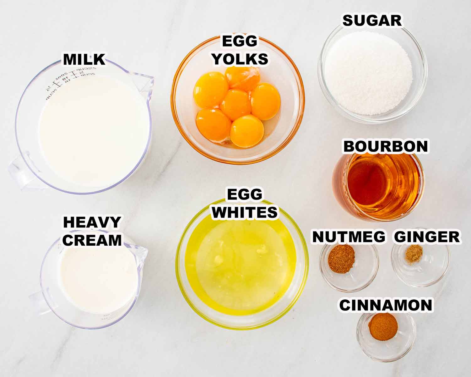 ingredients needed to make homemade eggnog.