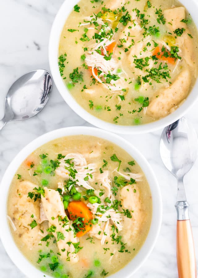 2 bowls of chicken and dumplings