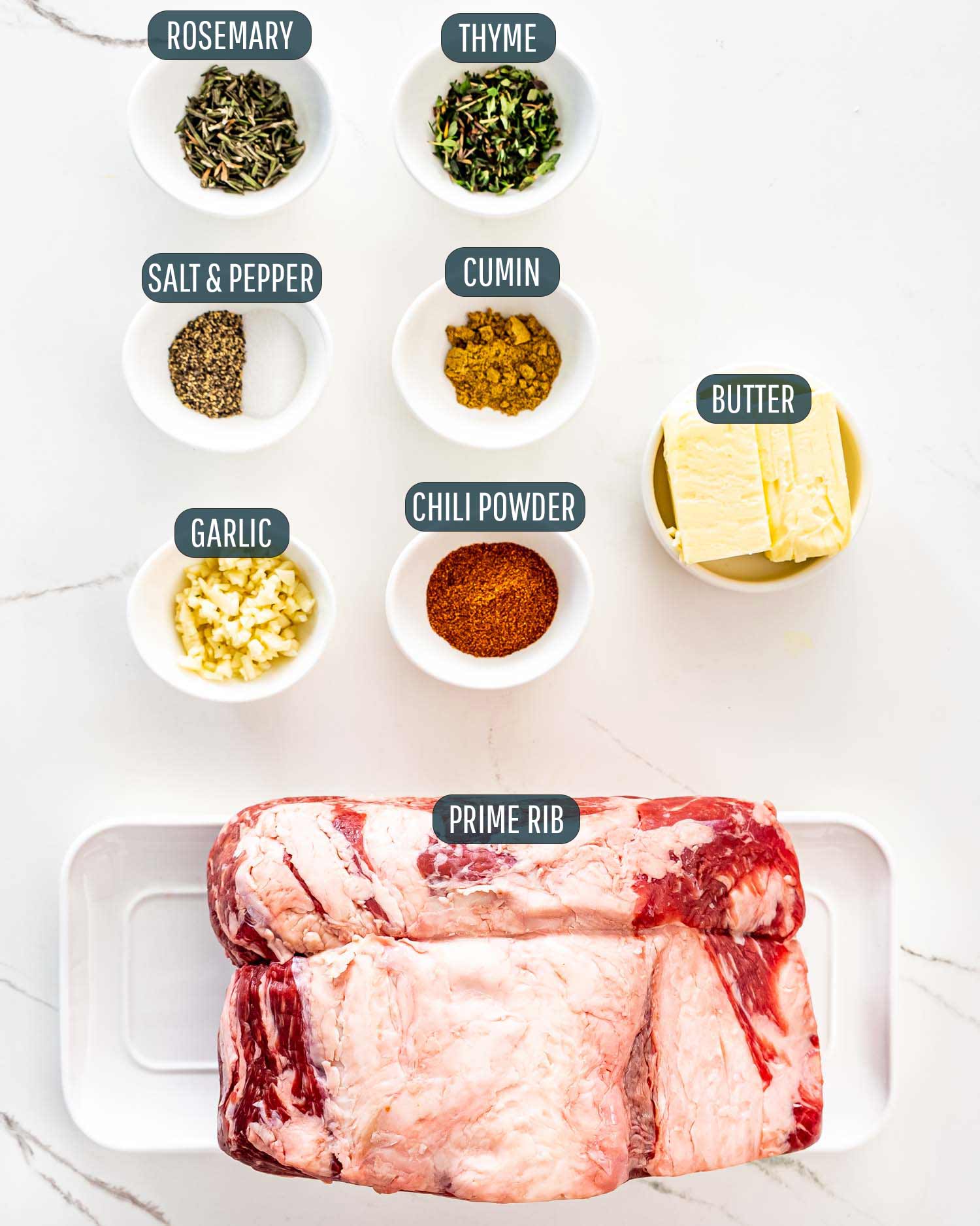 ingredients needed to make prime rib roast.