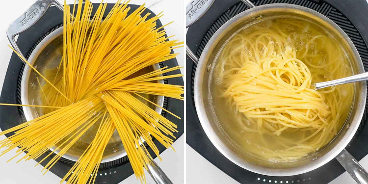 cooking spaghetti.
