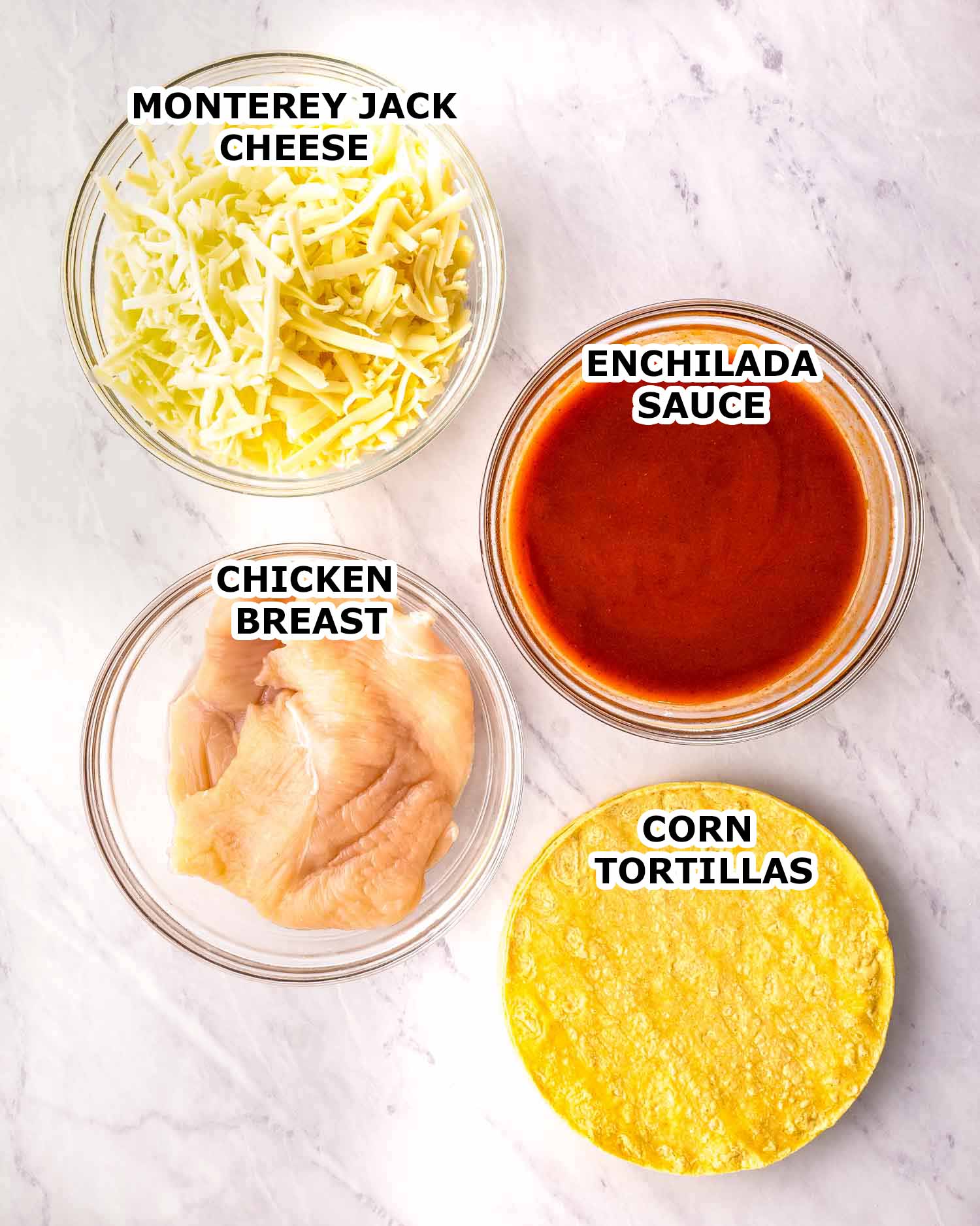 ingredients needed to make chicken enchilada casserole.