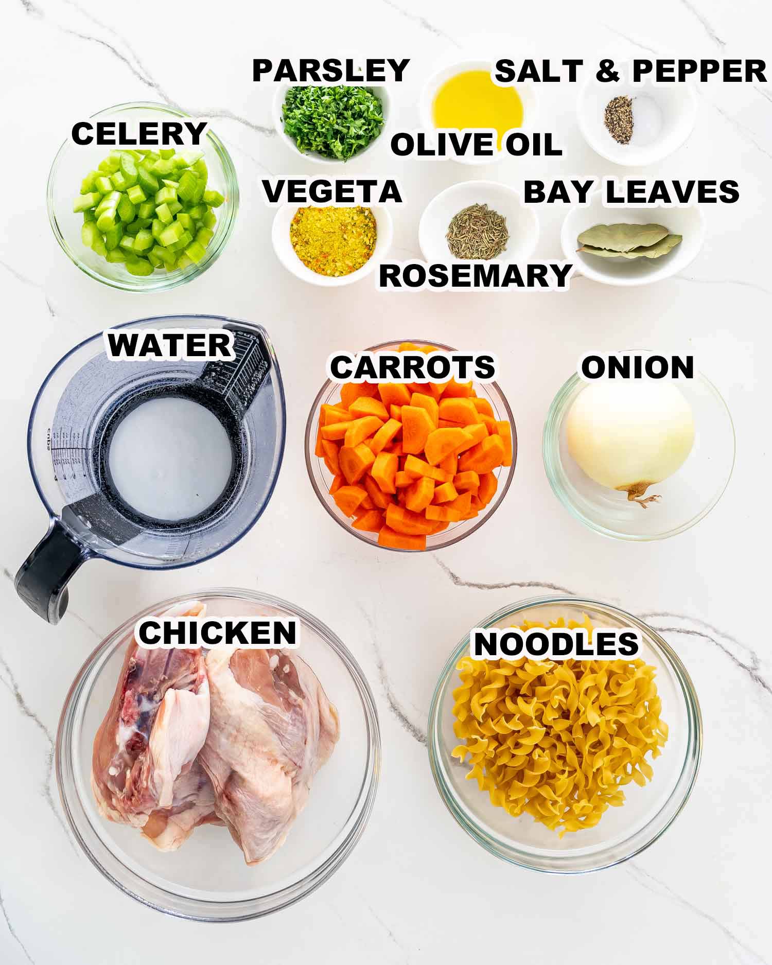 ingredients needed to make chicken noodle soup in the crockpot.