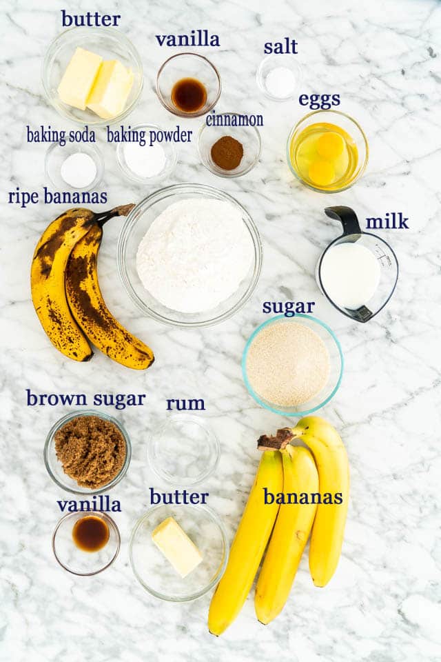 ingredients used to make banana upside down cake