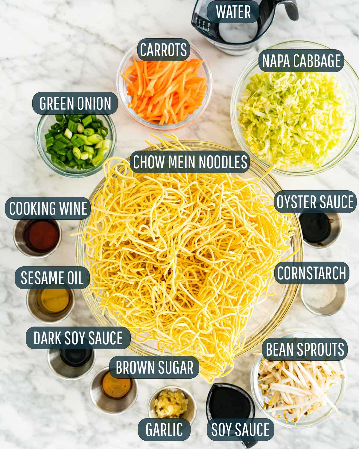 ingredients needed to make chow mein.