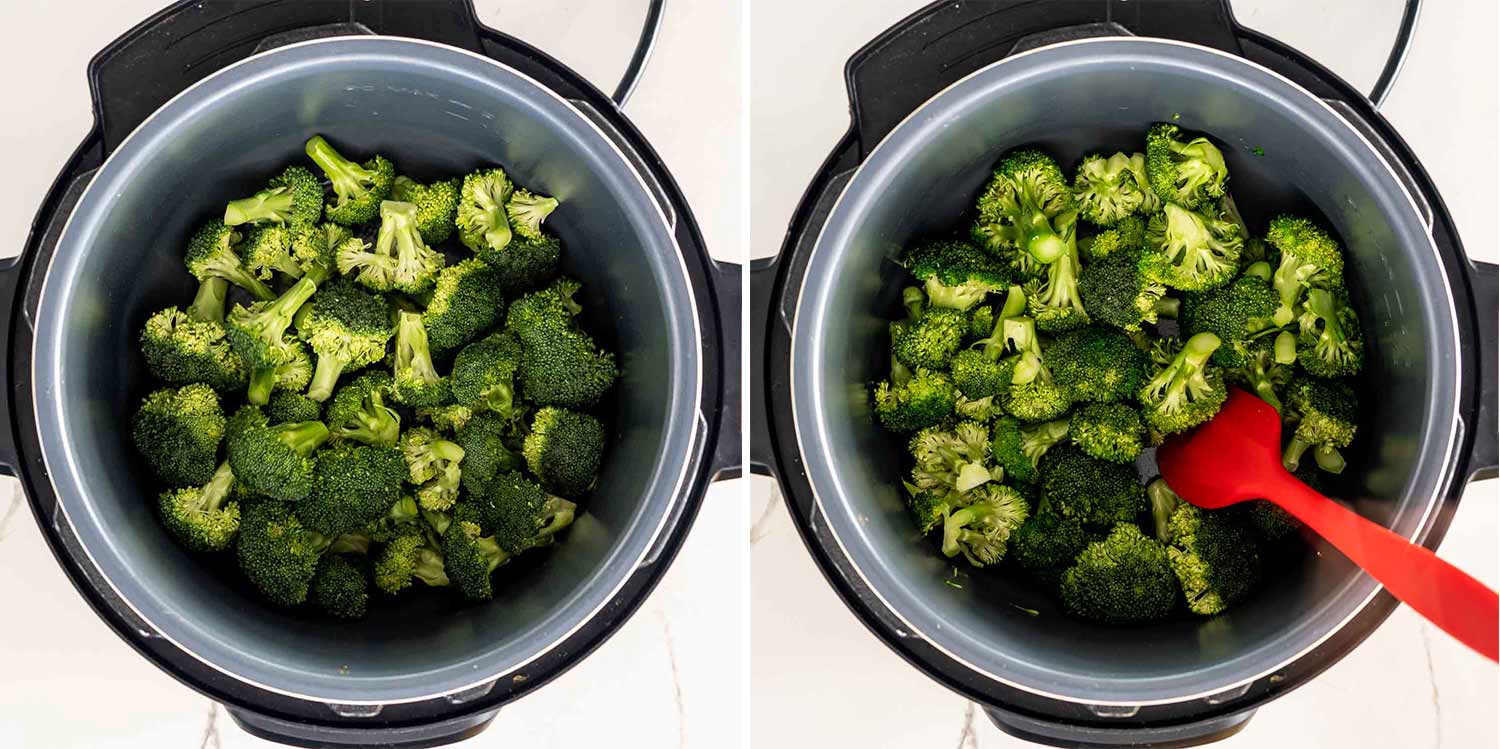 process shots showing how to make instant pot beef and broccoli.