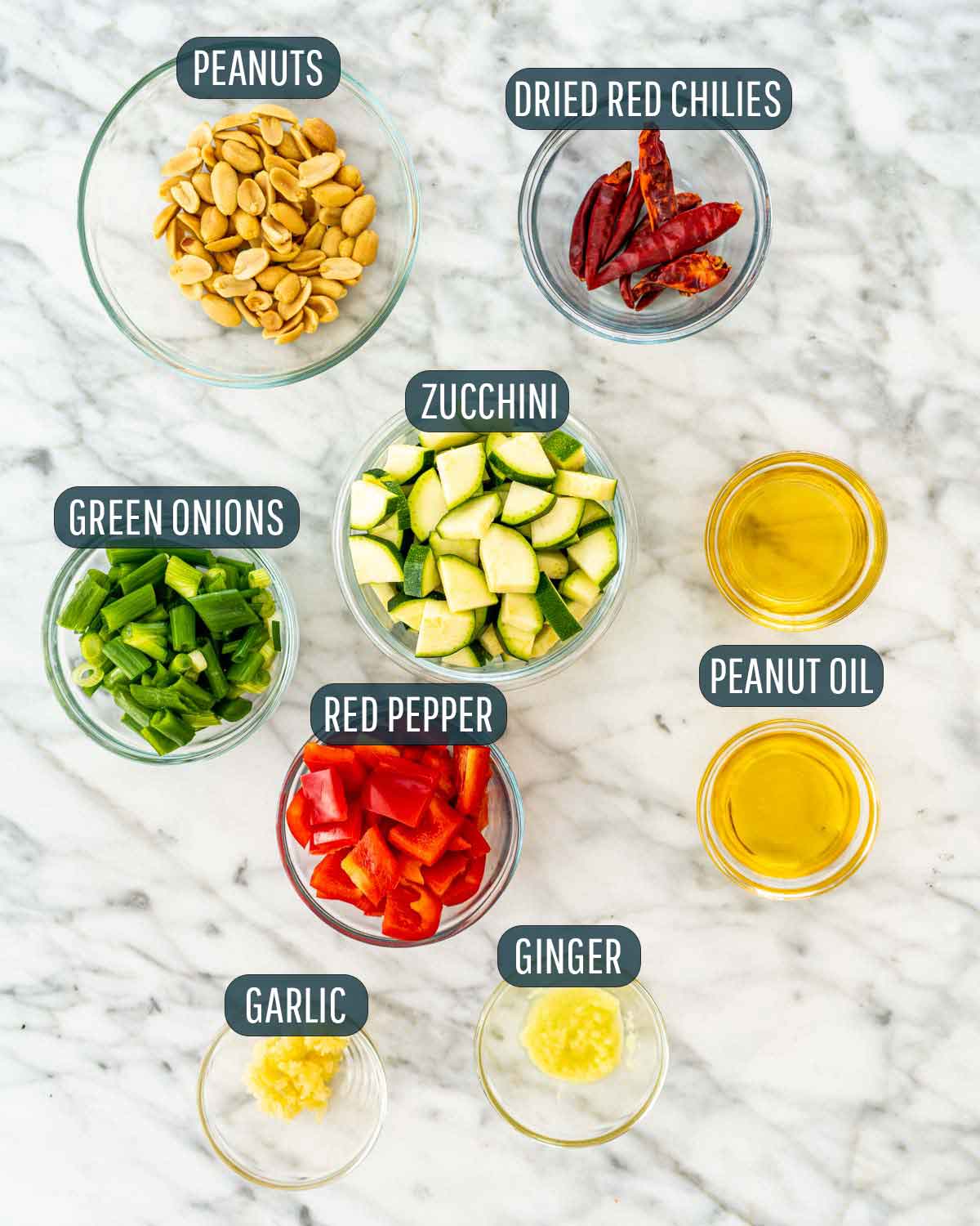 ingredients needed for kung pao chicken stir fry.