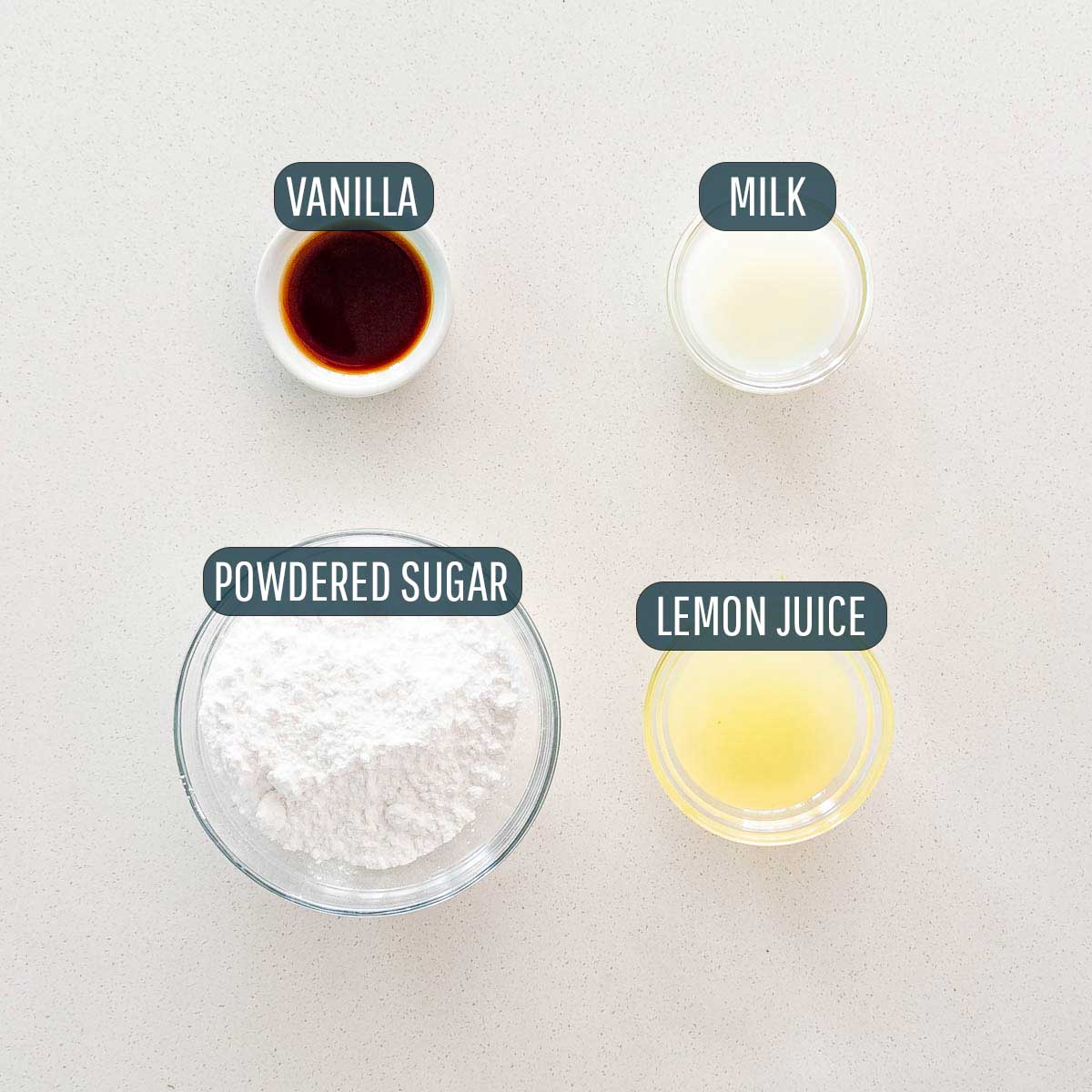 ingredients needed to make lemon icing.