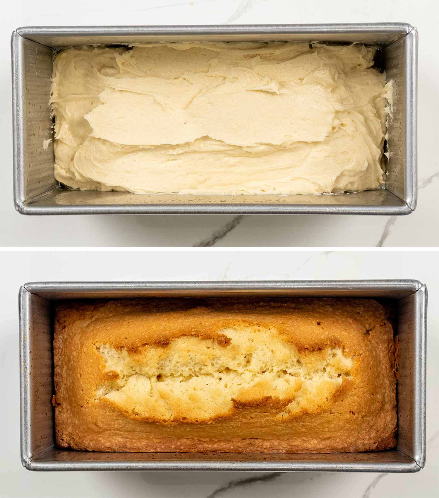 process shots showing how to make pound cake.