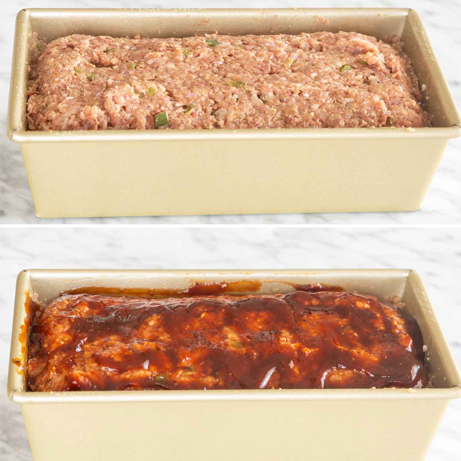 process shots showing how to make meatloaf.