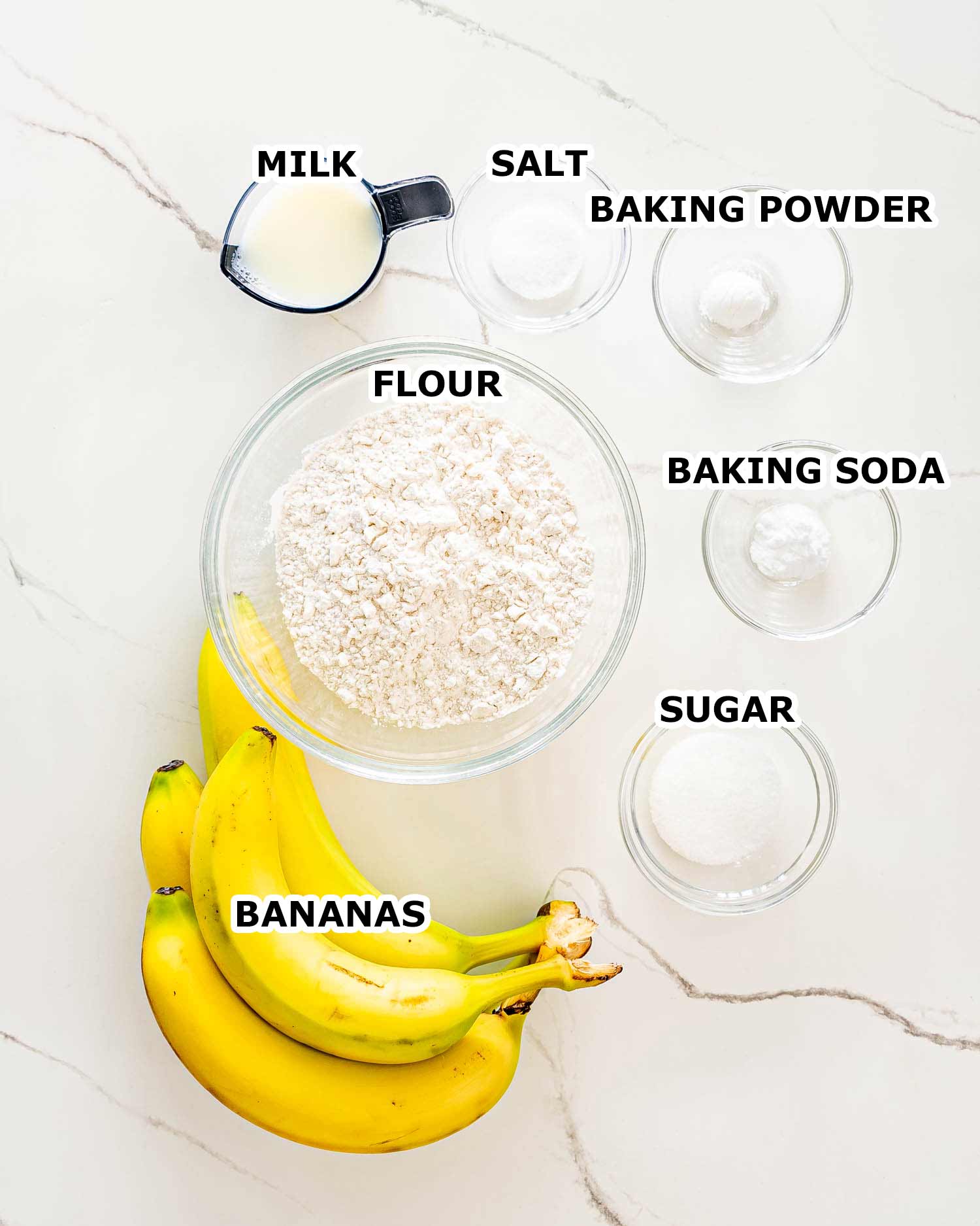 ingredients needed to make banana fritters.
