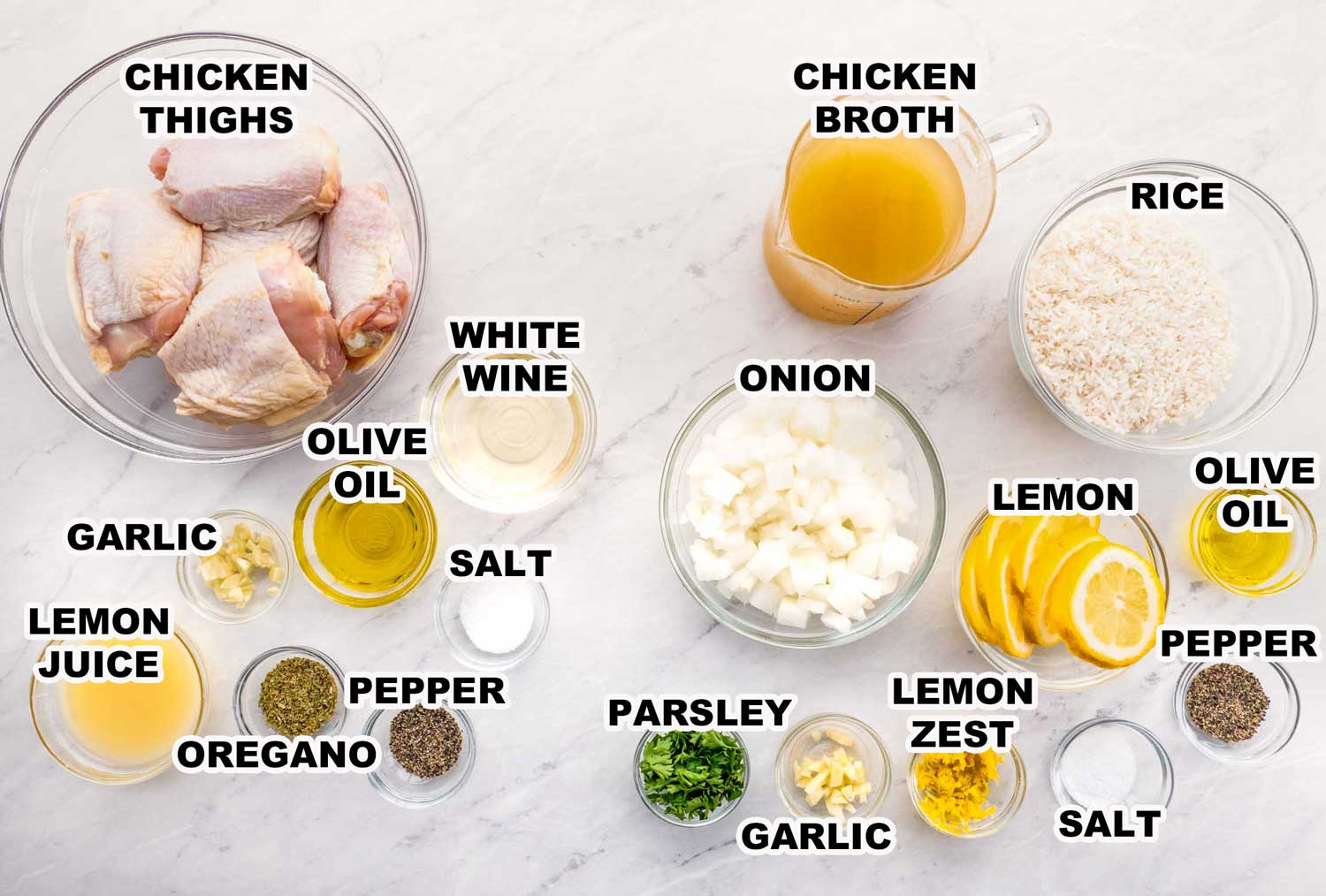 ingredients needed for lemon chicken rice bake.