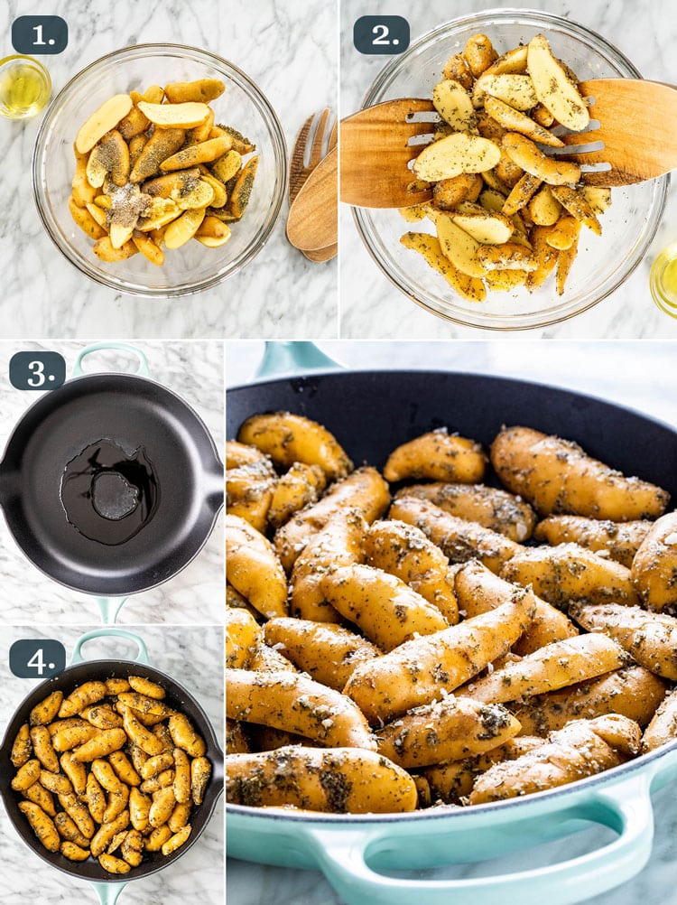 step-by-step photos for making roasted fingerling potatoes