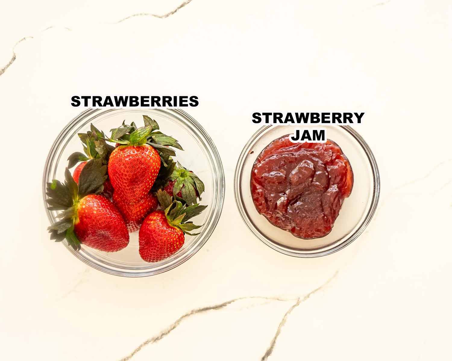 ingredients needed to make strawberry rolls.