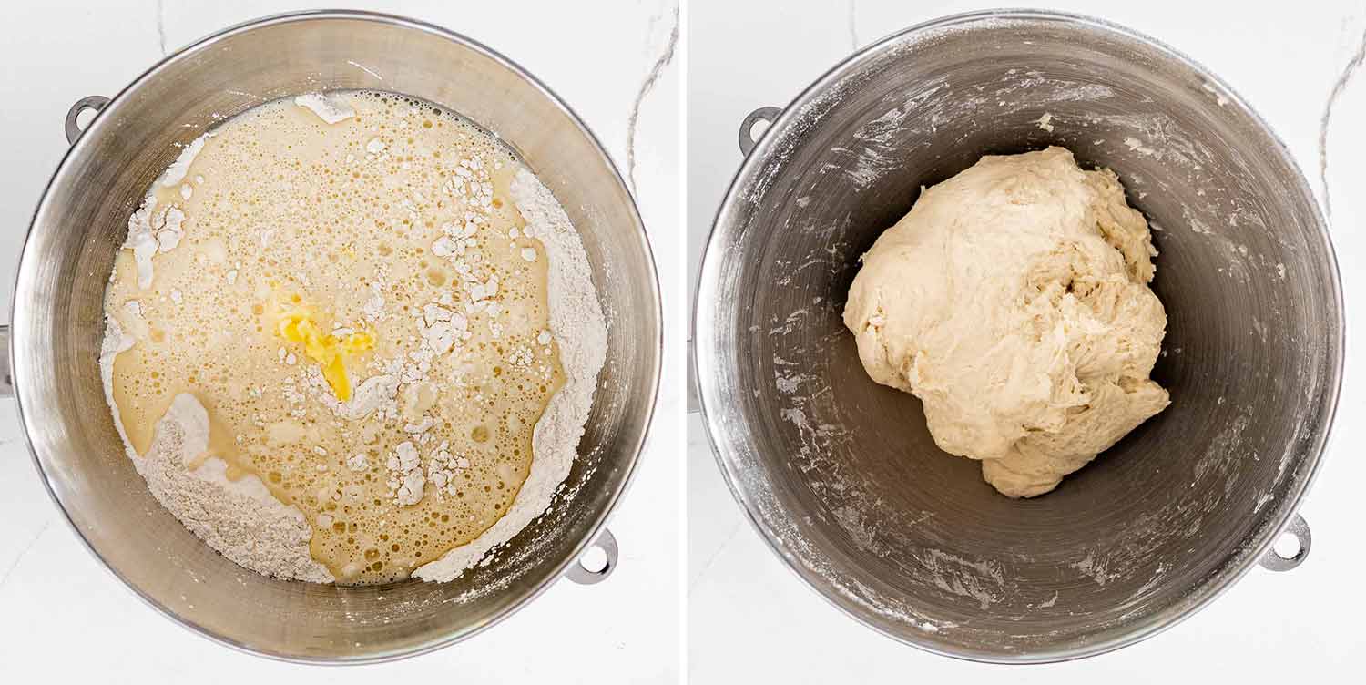 process shots showing how to make beignets.