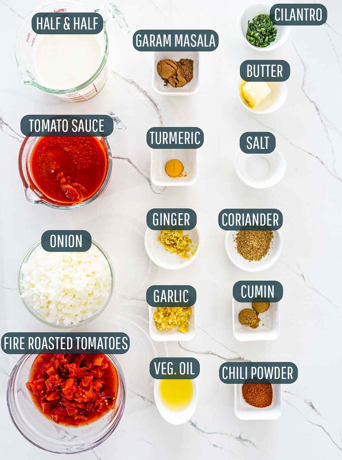 ingredients needed to make sauce for chicken tikka masala.