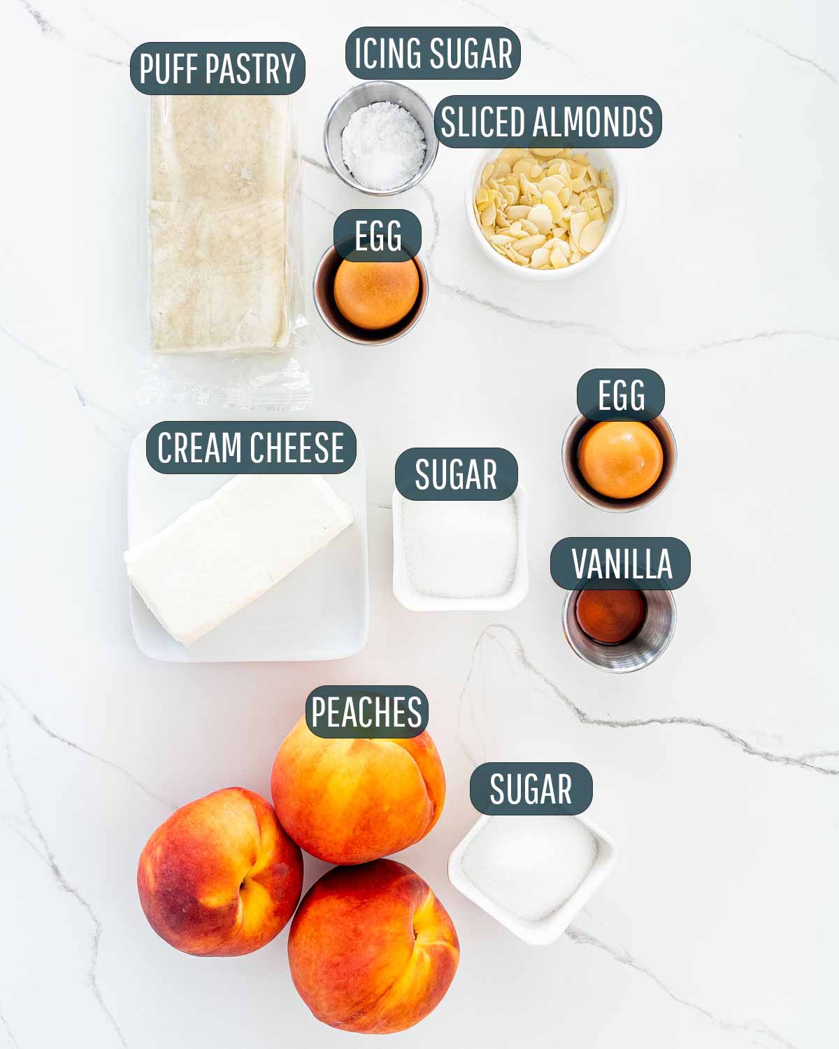 ingredients needed to make peach strudel.