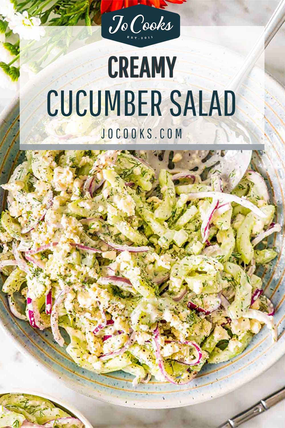 pin for creamy cucumber salad.