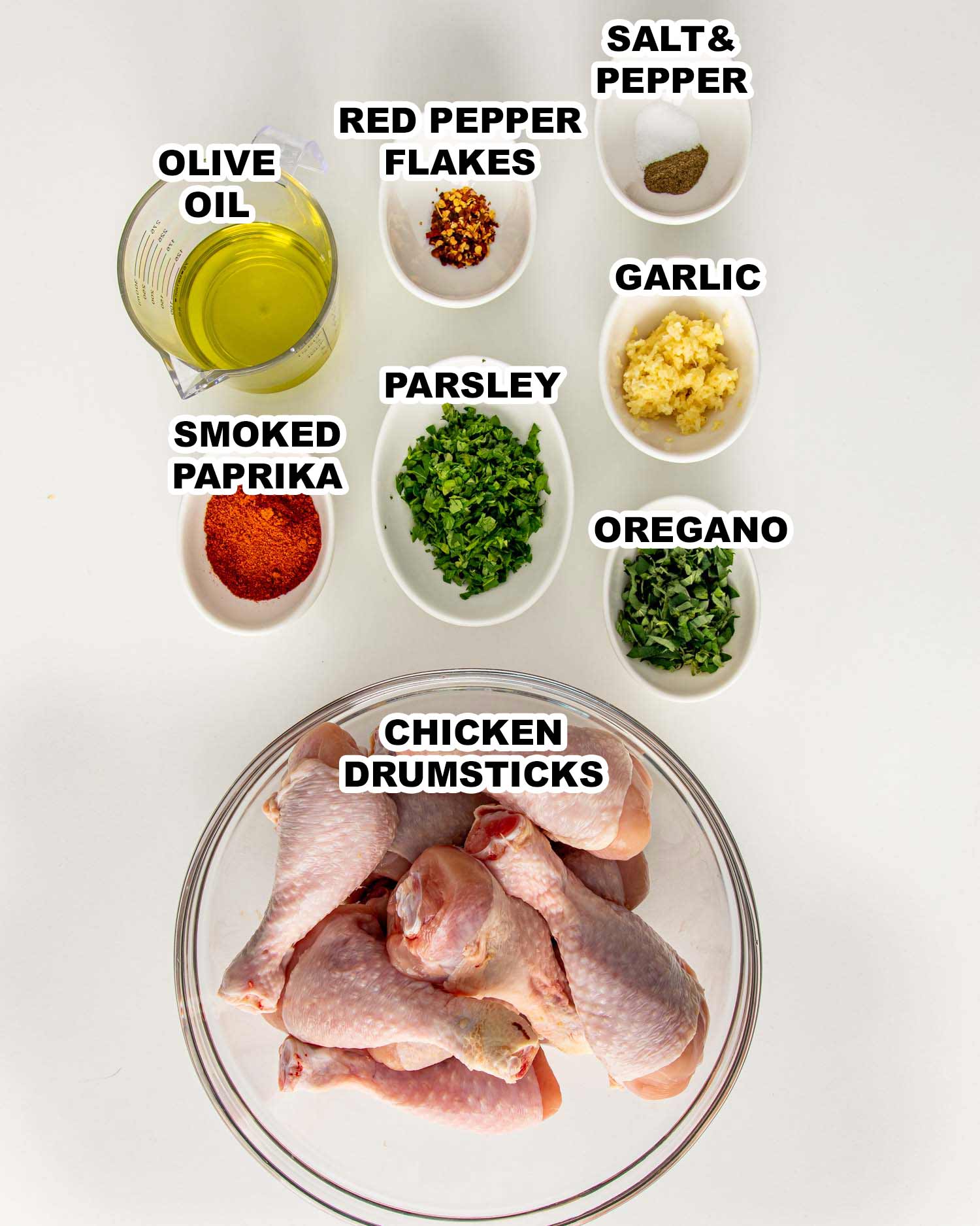 ingredients needed to make garlic and paprika chicken.
