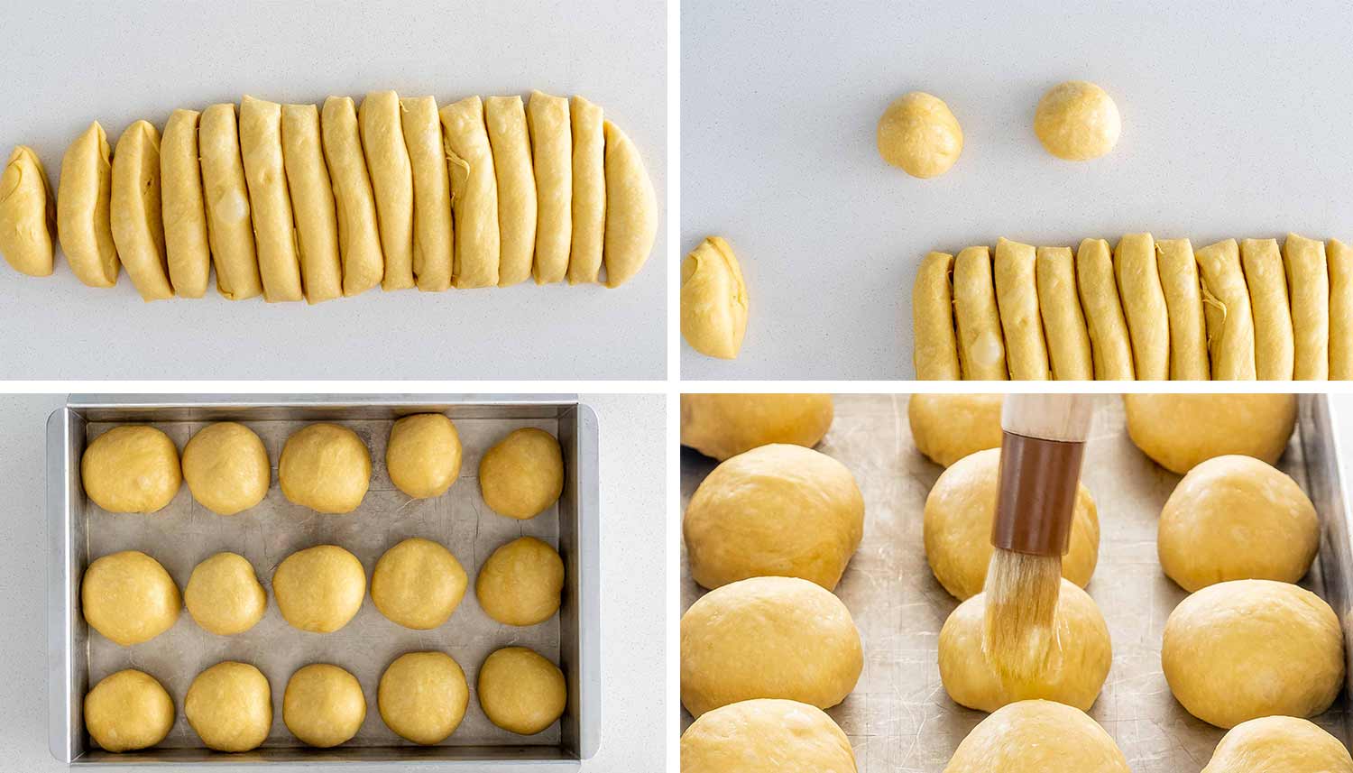 process shots showing how to make hawaiian rolls.