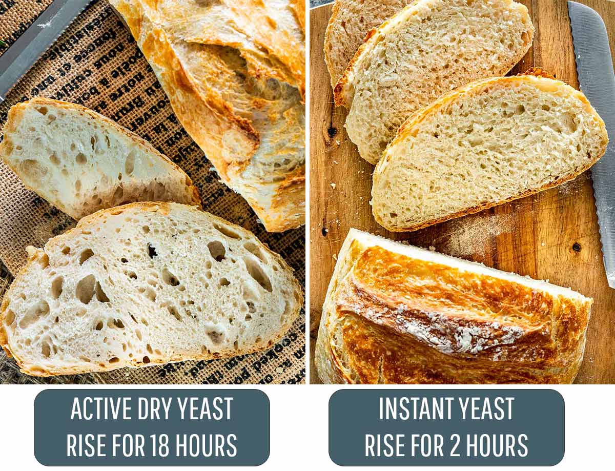 no knead bread with active yeast vs no knead bread with instant yeast.