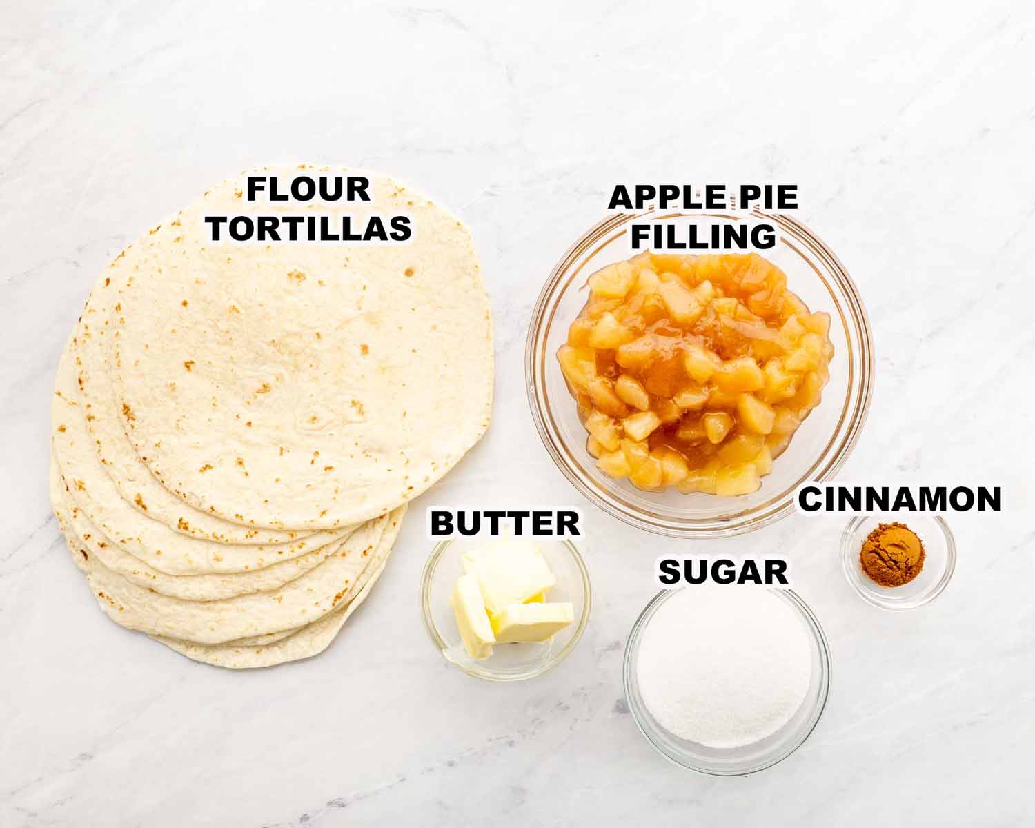 ingredients needed to make apple pie taquitos.