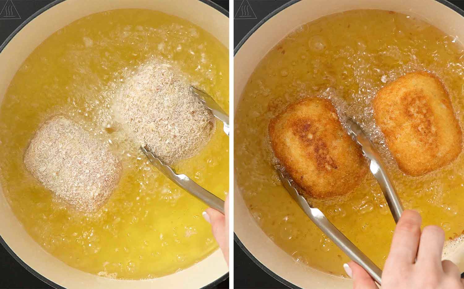 process shots showing how to make chicken kiev.