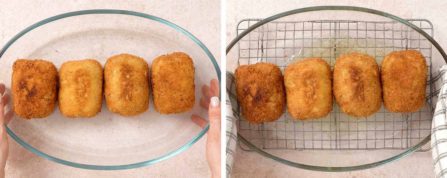 process shots showing how to make chicken kiev.