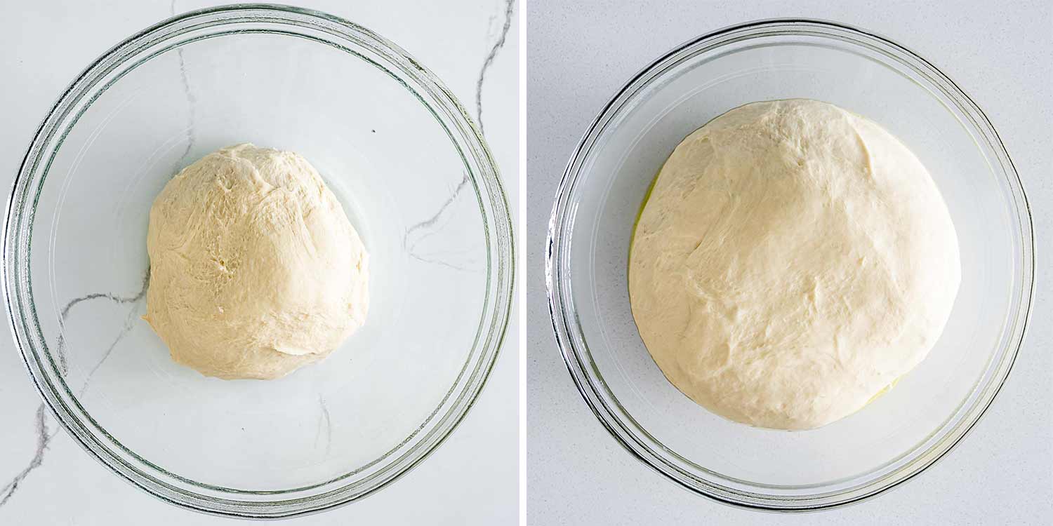 process shots showing how to double dough in size for crescent rolls.