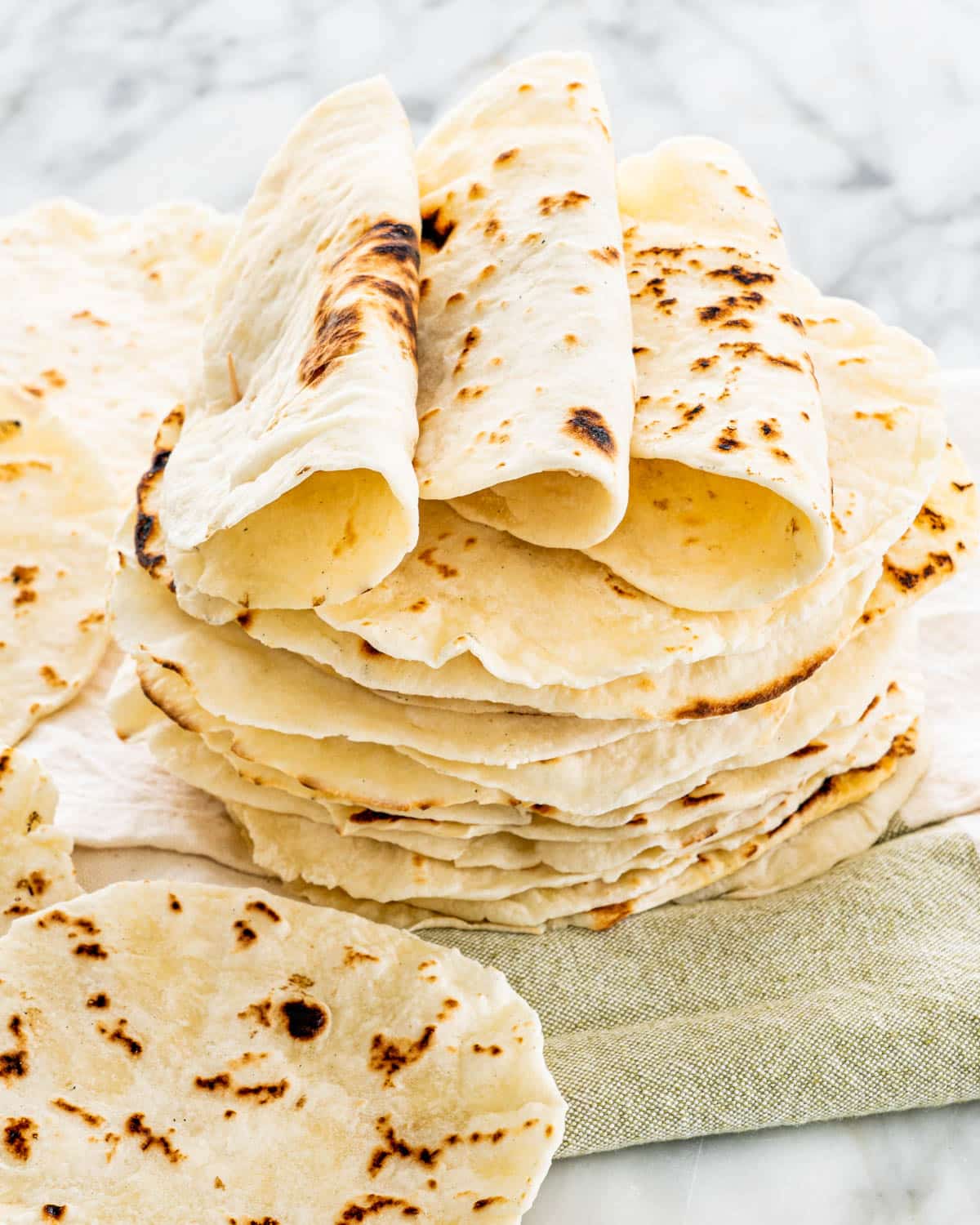 an stack of homemade tortillas