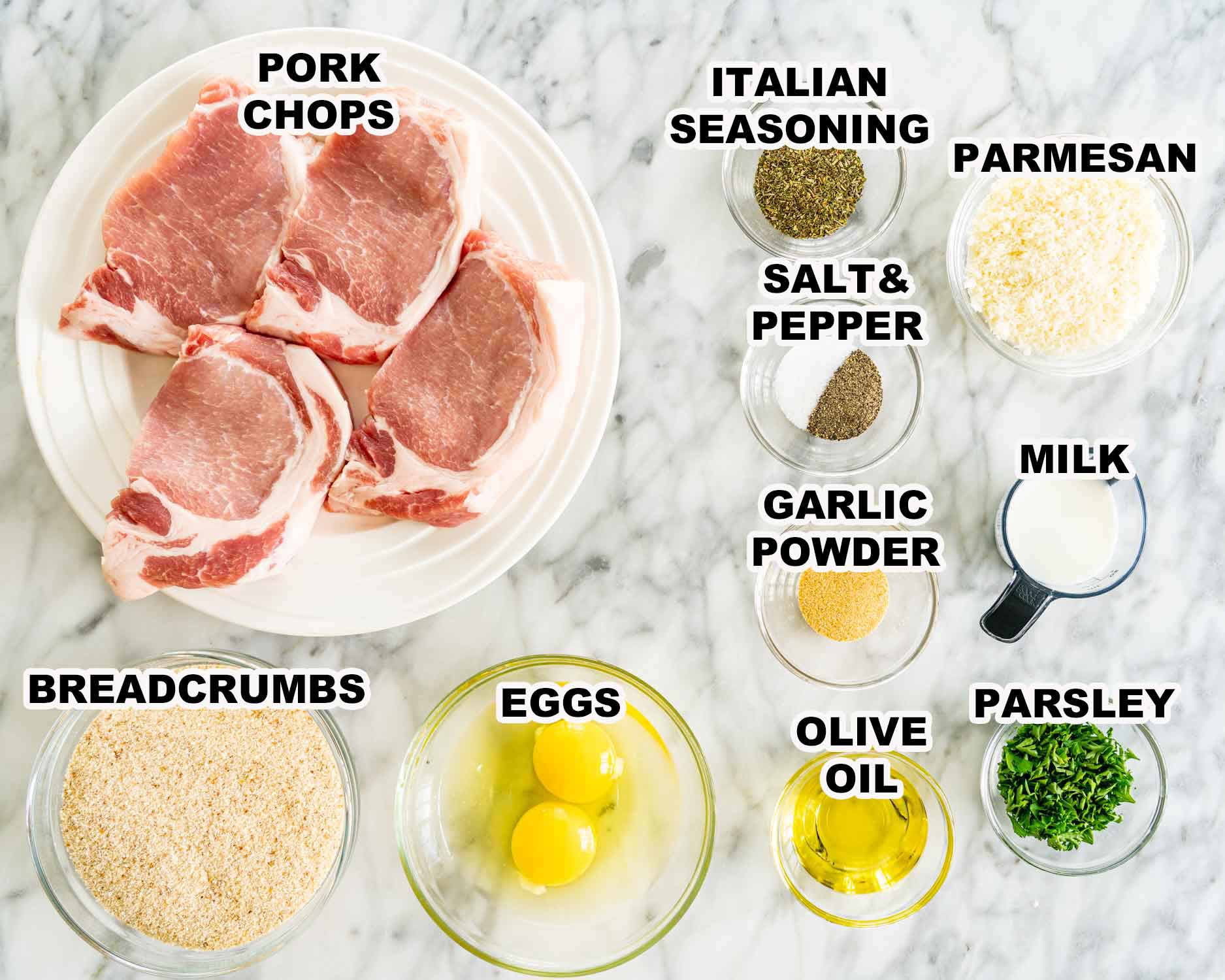ingredients needed to make italian breaded pork chops.