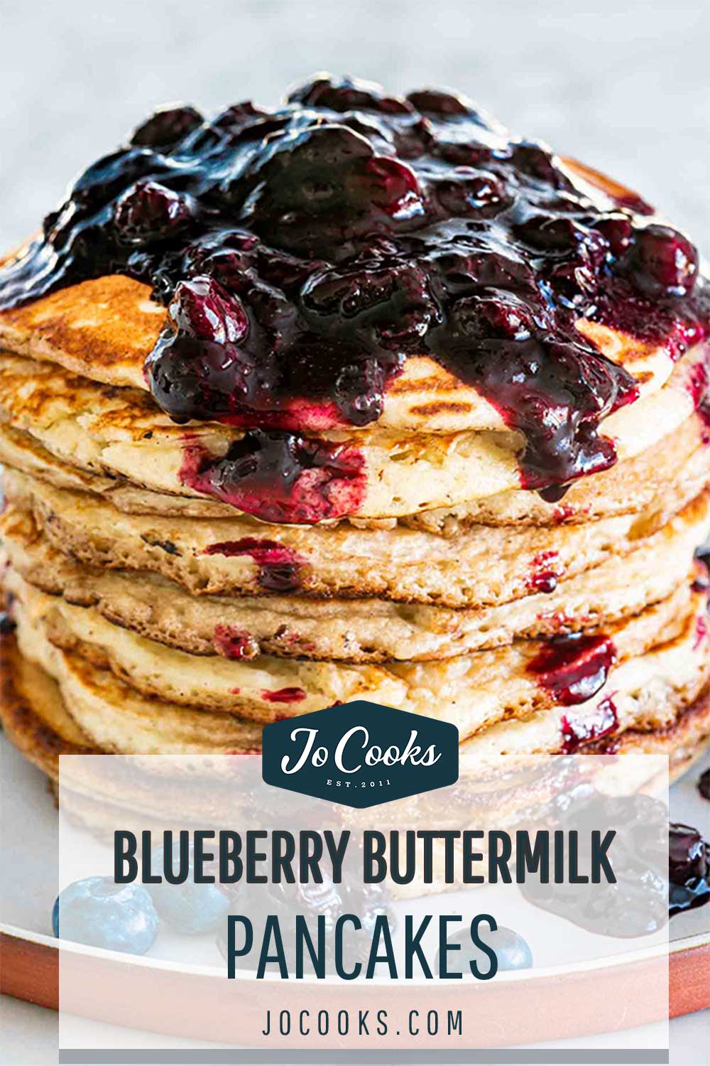pin for blueberry buttermilk pancakes.