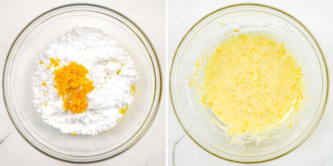 process shots showing how to make orange glaze.