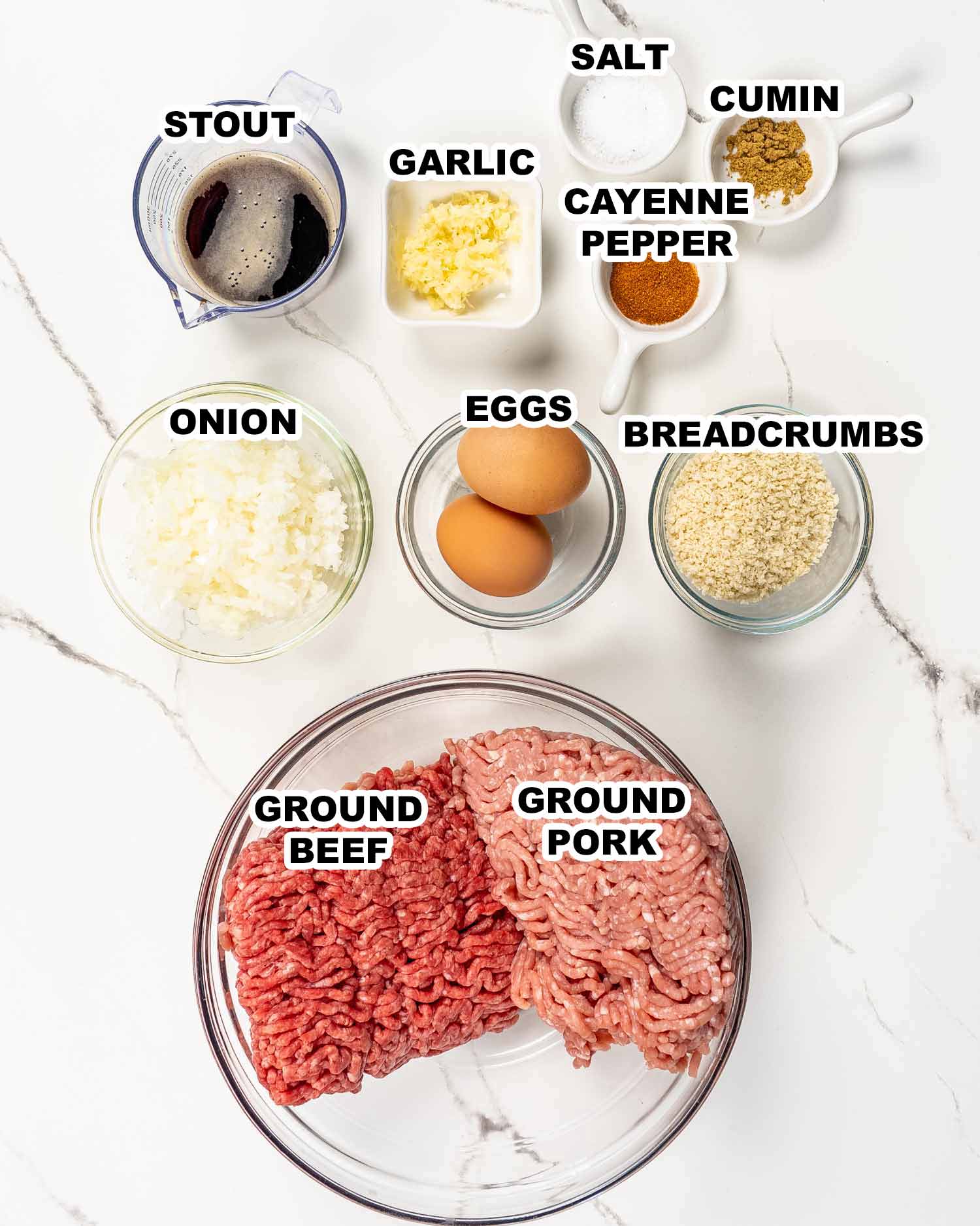 ingredients needed to make stout meatballs.