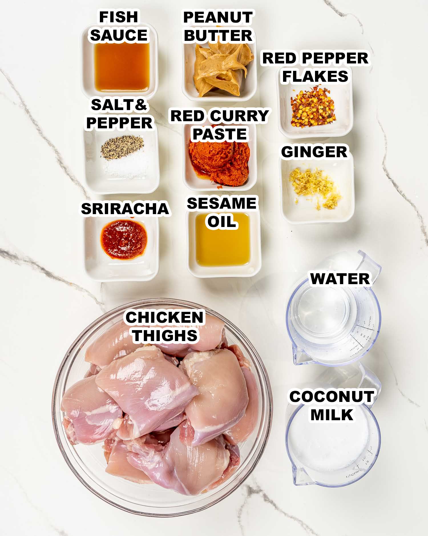 ingredients needed to make crockpot thai chicken.