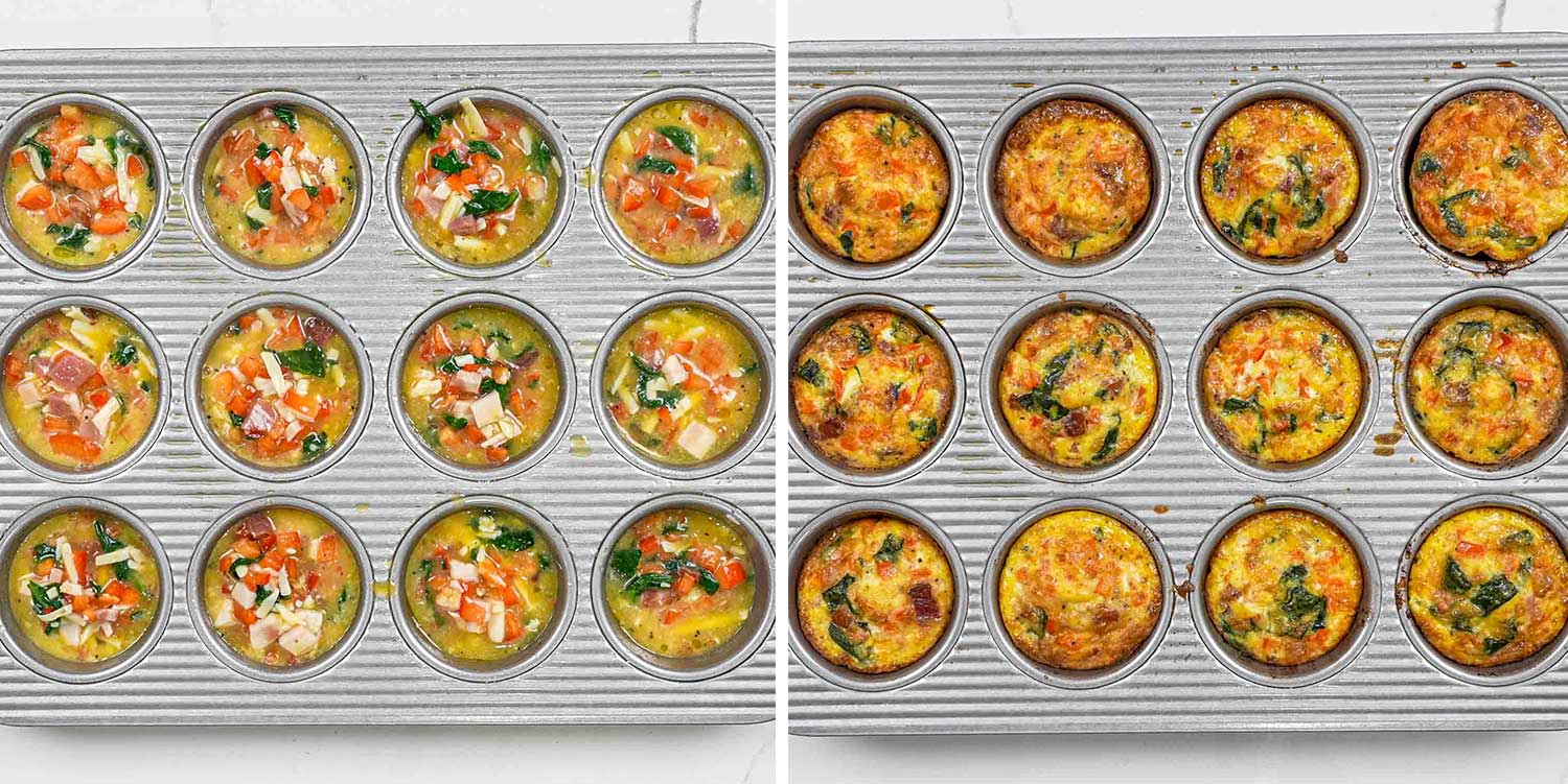 process shots showing how to make egg muffins.