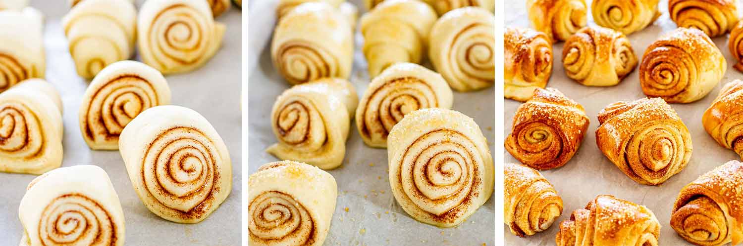 process shots showing how to make finnish cardamom rolls.