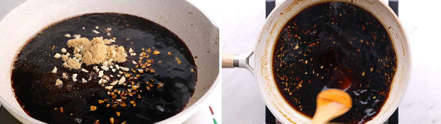process shots showing how to make mongolian beef noodles.