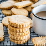 a stack of shortbread on a cooling rack