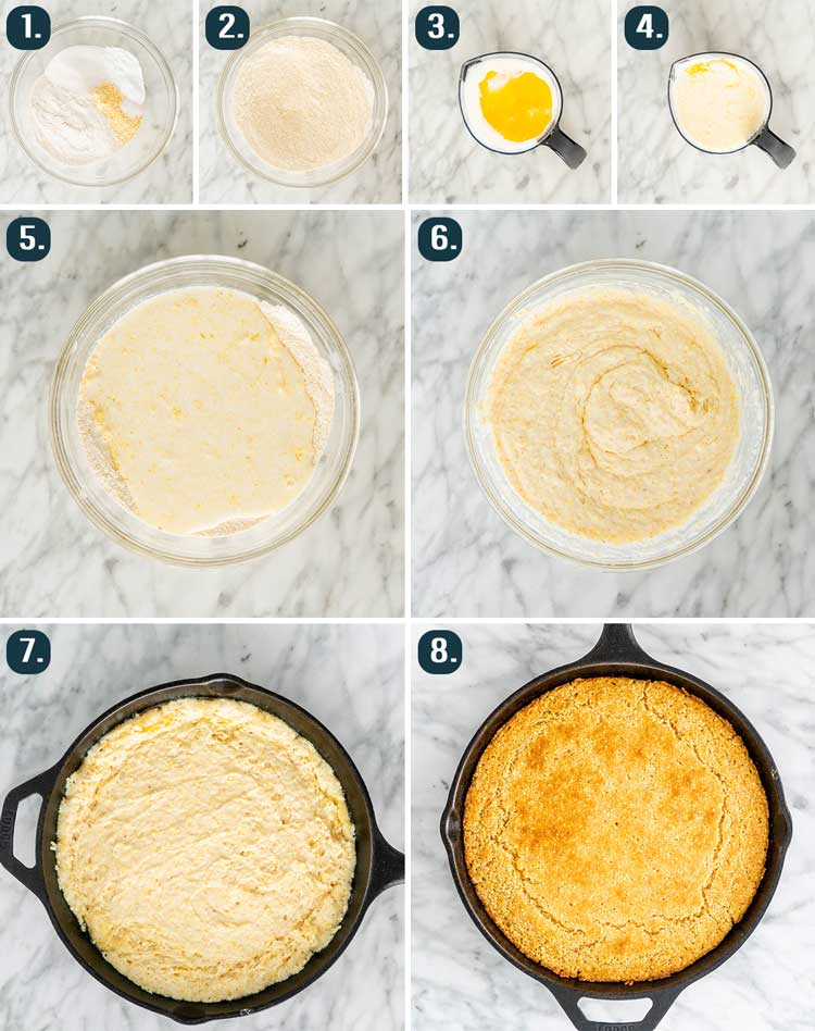 process shots showing how to make cornbread