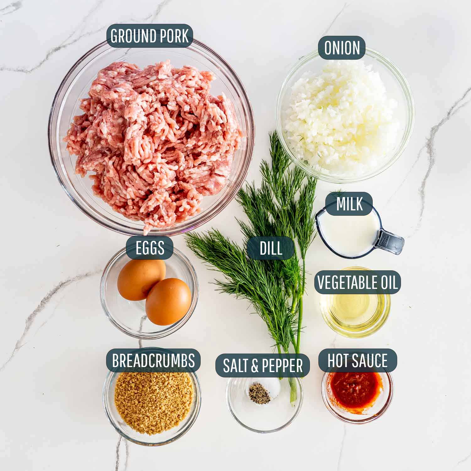 ingredients needed to make meatballs with mushroom gravy.