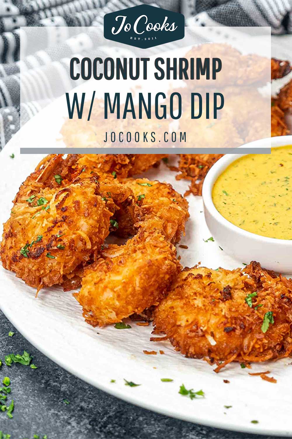 pin for coconut shrimp with spicy mango dipping sauce.