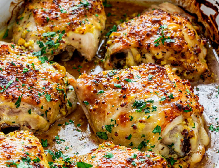 oven baked chicken thighs in a pan