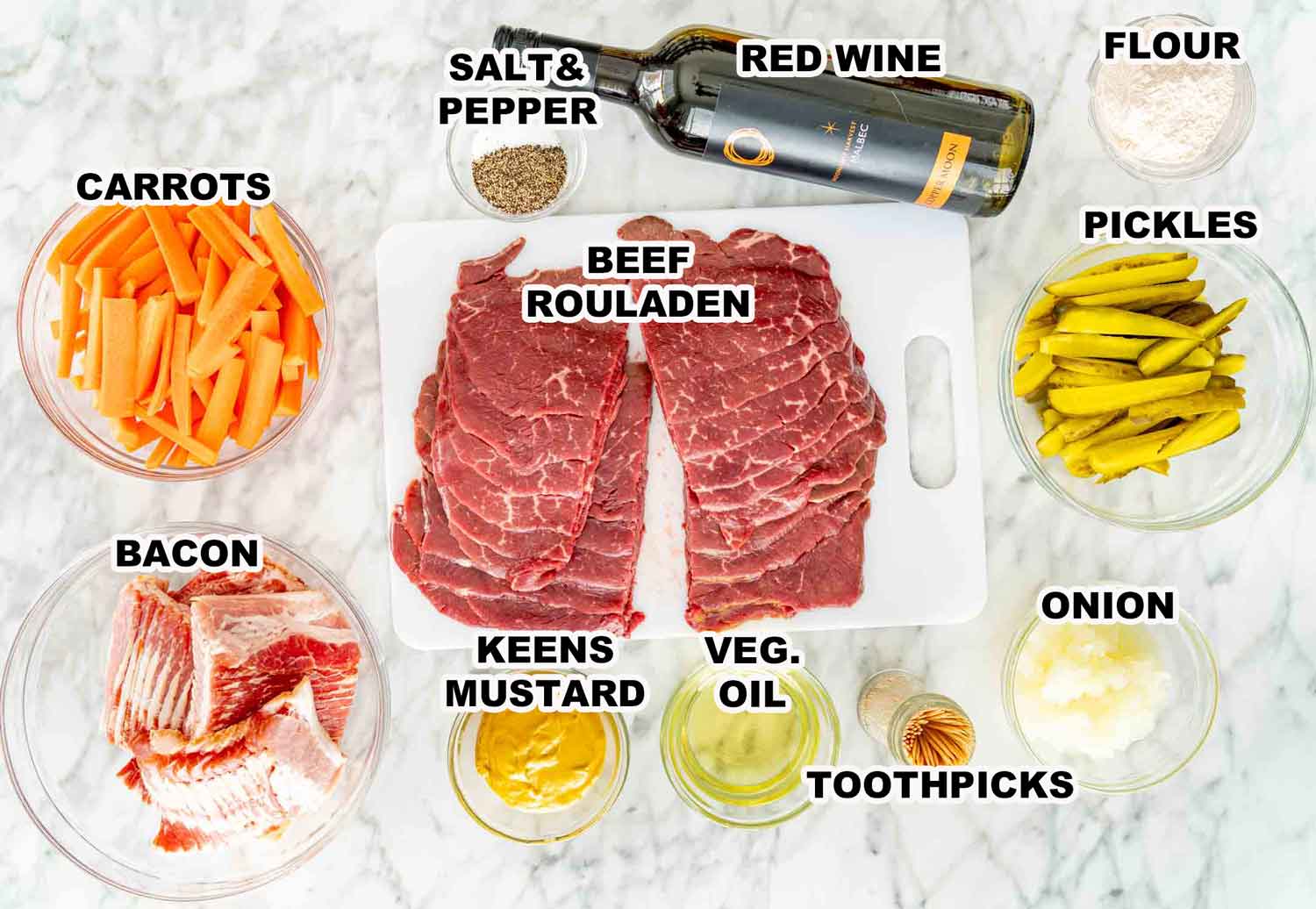 ingredients needed to make beef rouladen.