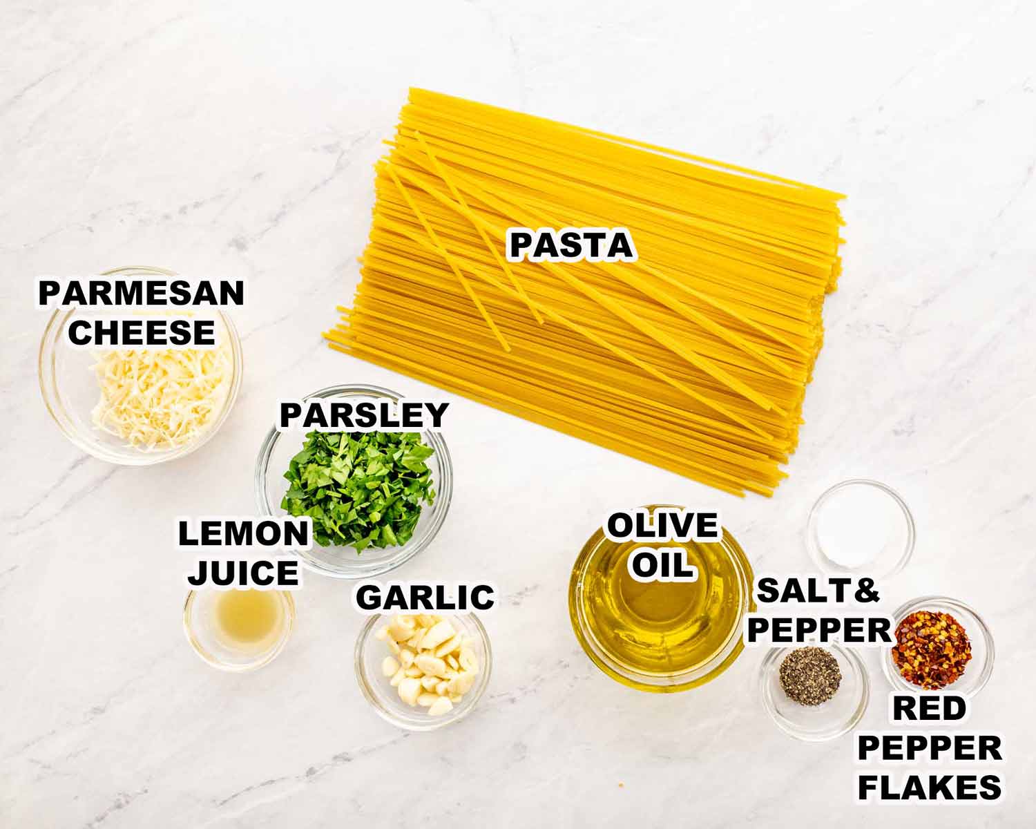 ingredients needed to make aglio e olio.