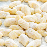 side view close up shot of homemade gnocchi