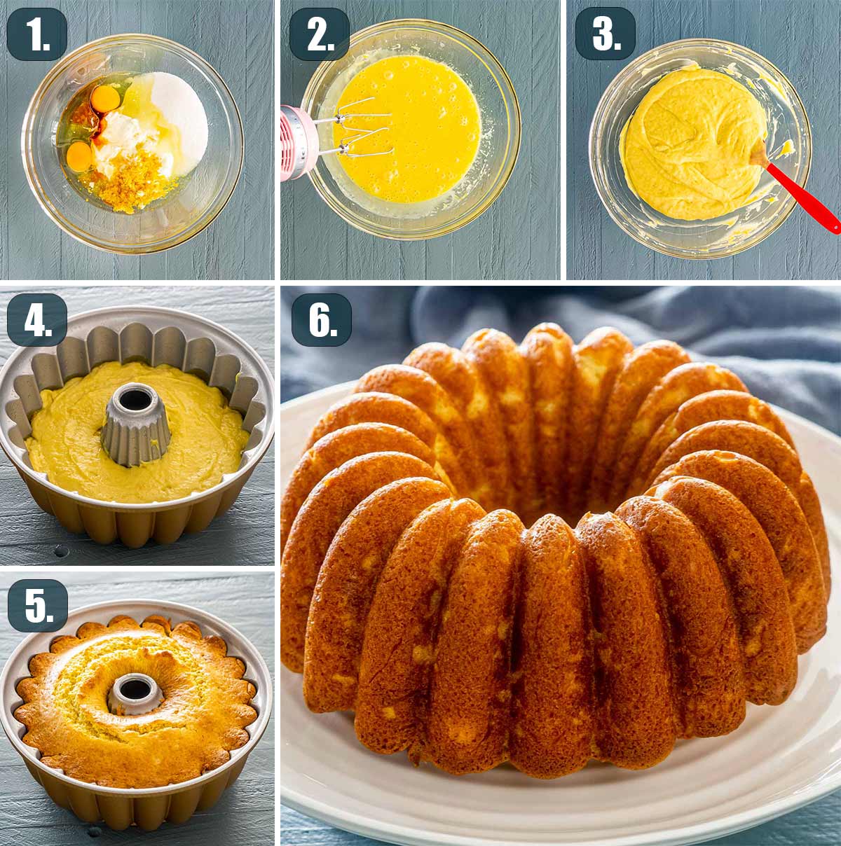 process shots showing how to make limoncello cake.