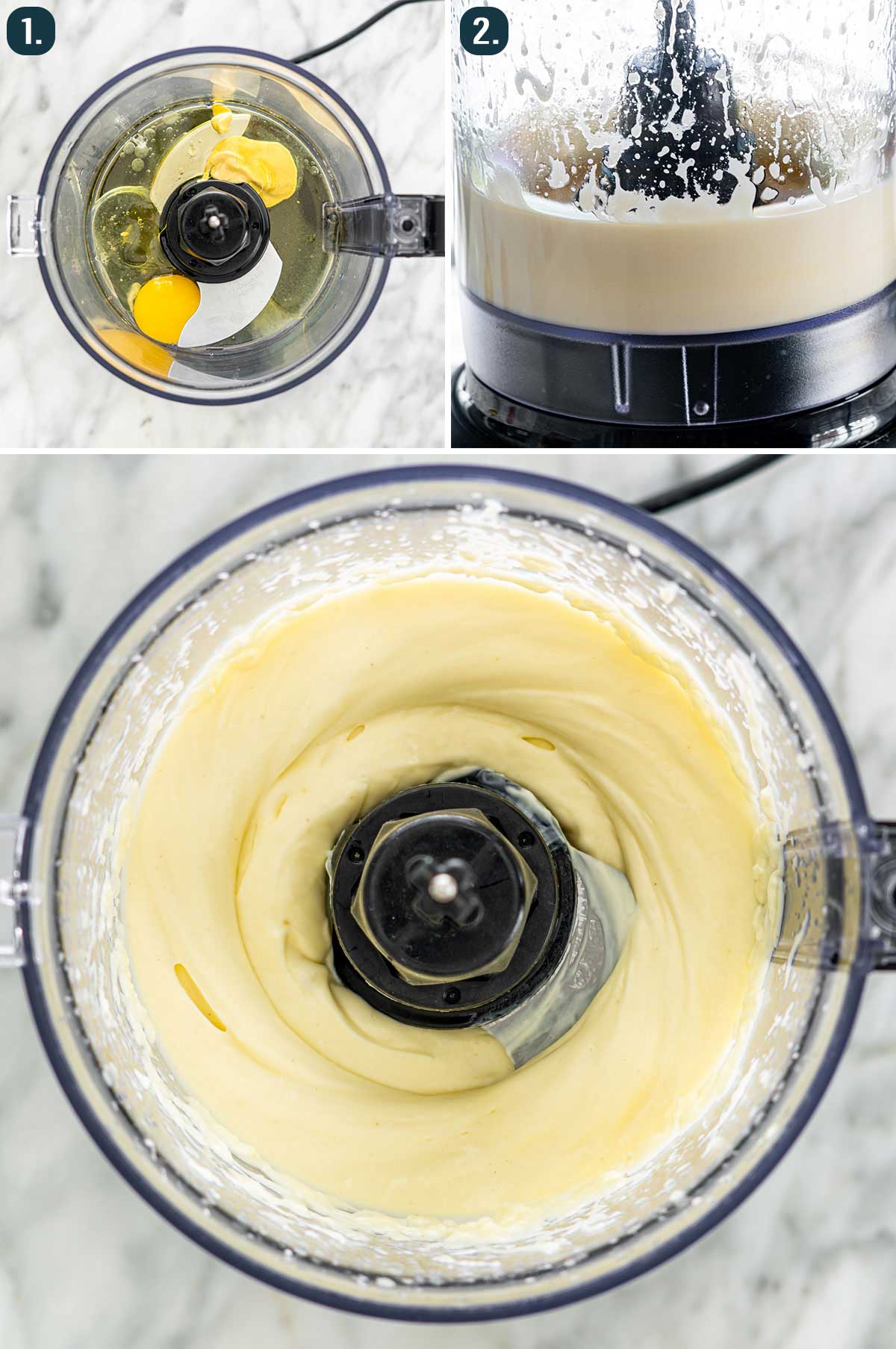 process shots showing how to make homemade mayo
