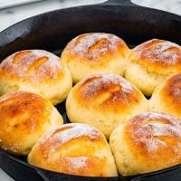 freshly baked rolls in a skillet
