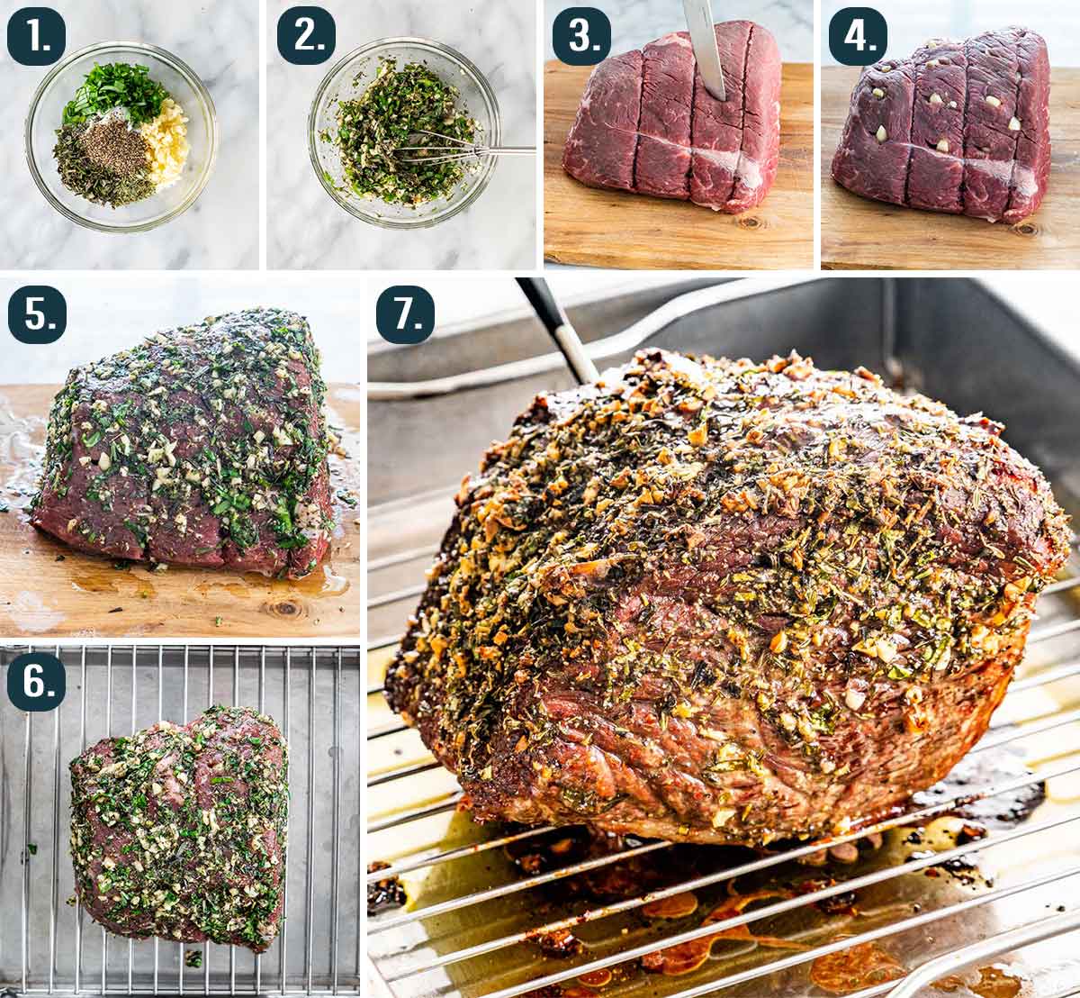 process shots showing how to make roast beef