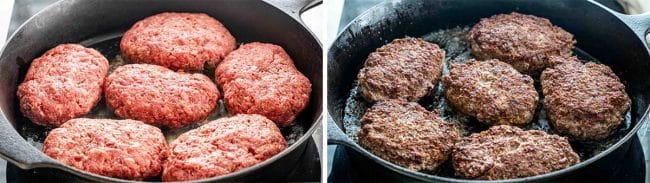 process shots showing how to cook salisbury steak.